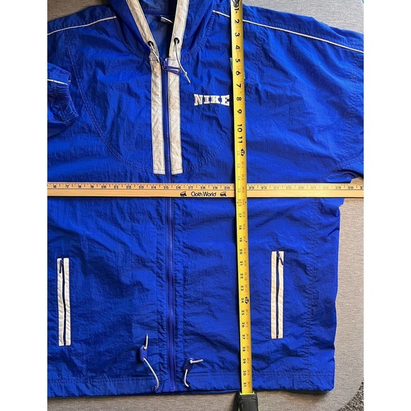 Vintage Nike Big Swoosh Windbreaker Full Zip Pullover Jacket Blue Medium EUC - Picture 10 of 12